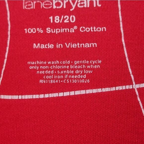 Lane Bryant 18/20 Red 100% SUPIMA COTTON Polo Zipper Shrtslv Women’s Shirt - Picture 5 of 6